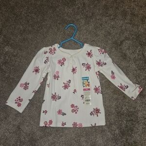 OshKosh B'gosh Floral Long Sleeve Shirt - White and Pink